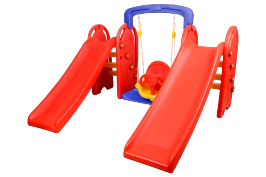 Kids Playground Double Slide with Swing